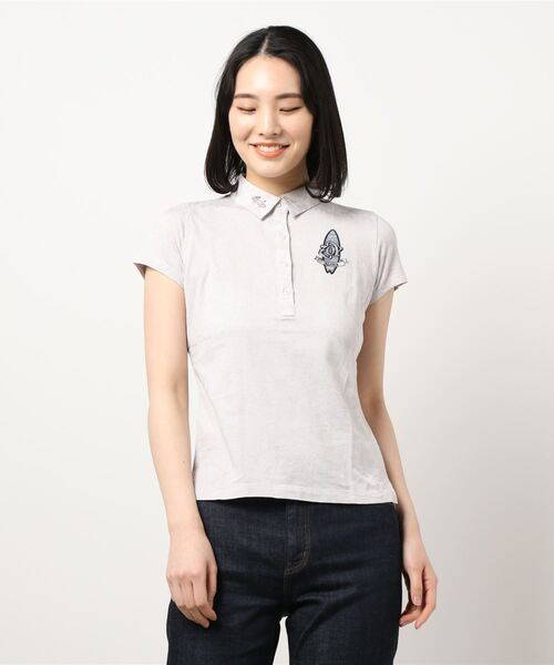 ZOY(ゾーイ)の「《ZOY》WOMENS ビーチメッシュジャガード 半袖ポロシャツ(ポロシャツ・レディース・ブルー系その他/オレンジ系その他/ライトグレー・38/36/40)」の2枚目の写真