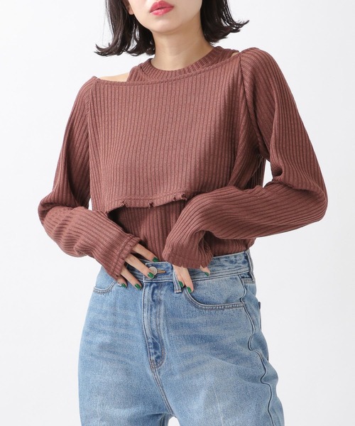 ROCKET x LUNCH（ロケットアンドランチ）の「ROCKET×LUNCH／クラッシュレイヤードプルオーバー　2932493（Tシャツ/カットソー・レディース・ブラック/ブラウン/オリーブ・SMALL）」の3枚目の写真