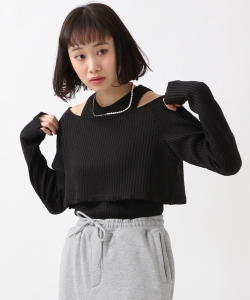 ROCKET x LUNCH（ロケットアンドランチ）の「ROCKET×LUNCH／クラッシュレイヤードプルオーバー　2932493（Tシャツ/カットソー・レディース・ブラック/ブラウン/オリーブ・SMALL）」の4枚目の写真