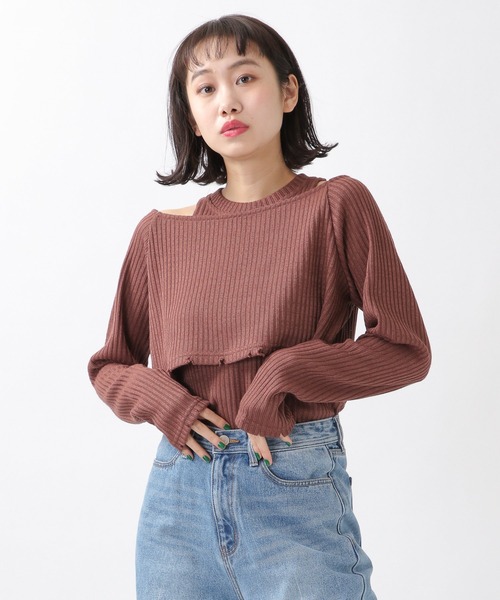 ROCKET x LUNCH（ロケットアンドランチ）の「ROCKET×LUNCH／クラッシュレイヤードプルオーバー　2932493（Tシャツ/カットソー・レディース・ブラック/ブラウン/オリーブ・SMALL）」の13枚目の写真