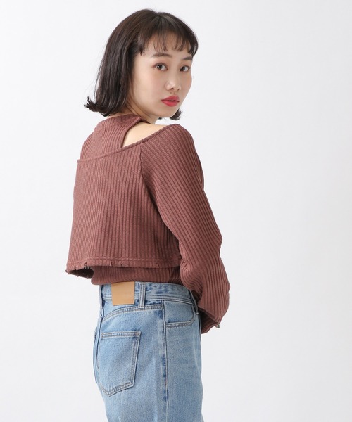 ROCKET x LUNCH（ロケットアンドランチ）の「ROCKET×LUNCH／クラッシュレイヤードプルオーバー　2932493（Tシャツ/カットソー・レディース・ブラック/ブラウン/オリーブ・SMALL）」の5枚目の写真