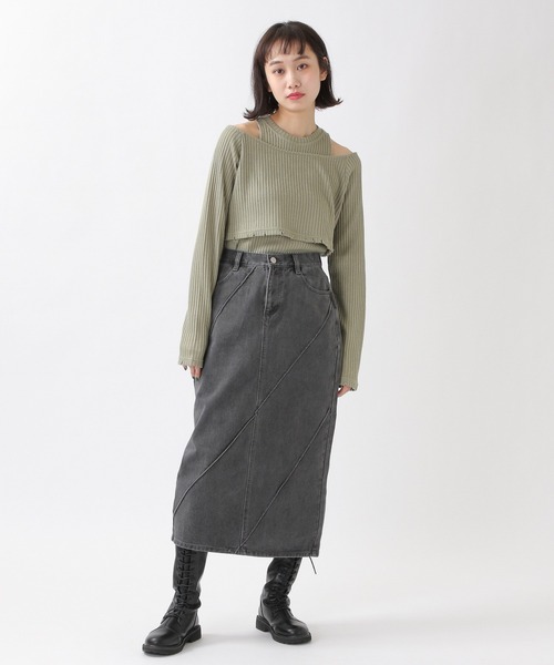 ROCKET x LUNCH（ロケットアンドランチ）の「ROCKET×LUNCH／クラッシュレイヤードプルオーバー　2932493（Tシャツ/カットソー・レディース・ブラック/ブラウン/オリーブ・SMALL）」の20枚目の写真