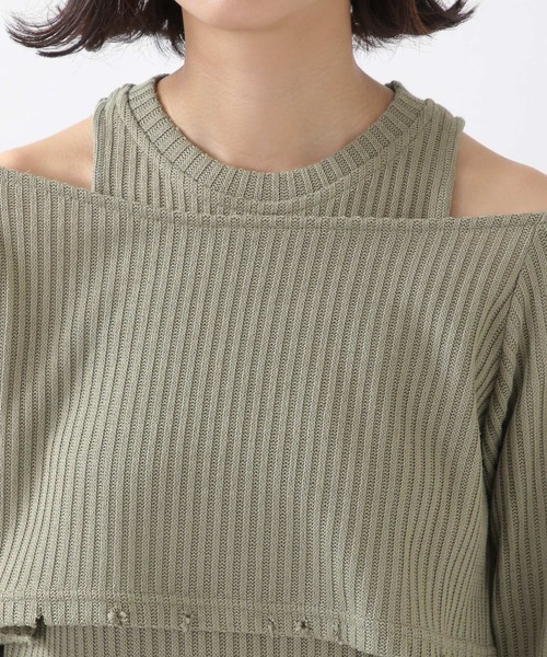 ROCKET x LUNCH（ロケットアンドランチ）の「ROCKET×LUNCH／クラッシュレイヤードプルオーバー　2932493（Tシャツ/カットソー・レディース・ブラック/ブラウン/オリーブ・SMALL）」の18枚目の写真