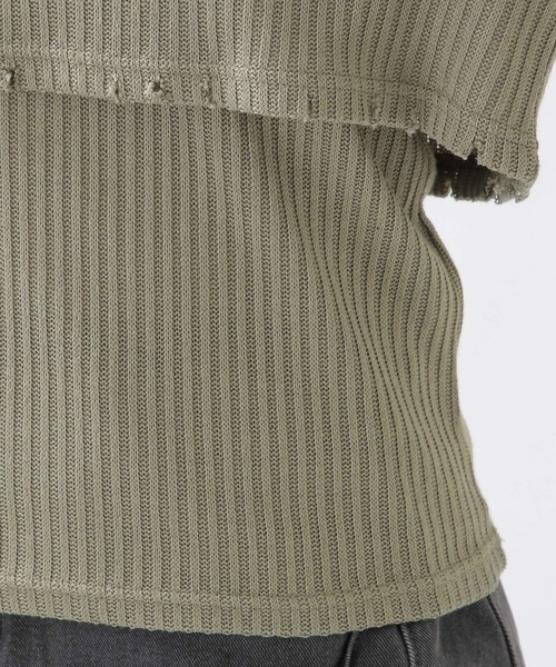 ROCKET x LUNCH（ロケットアンドランチ）の「ROCKET×LUNCH／クラッシュレイヤードプルオーバー　2932493（Tシャツ/カットソー・レディース・ブラック/ブラウン/オリーブ・SMALL）」の15枚目の写真