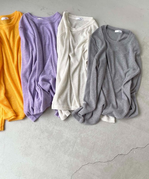 CANAL JEAN(キャナルジーン)の「via j(ヴィアジェイ) リネン混リブロングTシャツ(Tシャツ/カットソー・レディース・パープル/グレー/オレンジ/オートミール・ONE SIZE)」の11枚目の写真