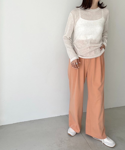 CANAL JEAN(キャナルジーン)の「via j(ヴィアジェイ) リネン混リブロングTシャツ(Tシャツ/カットソー・レディース・パープル/グレー/オレンジ/オートミール・ONE SIZE)」の9枚目の写真