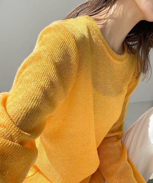 CANAL JEAN(キャナルジーン)の「via j(ヴィアジェイ) リネン混リブロングTシャツ(Tシャツ/カットソー・レディース・パープル/グレー/オレンジ/オートミール・ONE SIZE)」の19枚目の写真