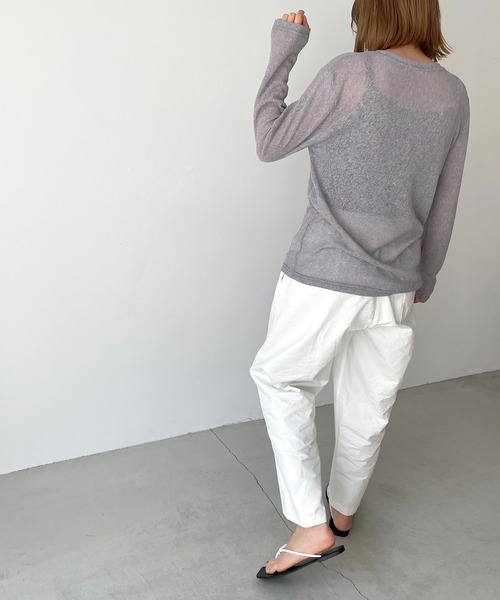 CANAL JEAN(キャナルジーン)の「via j(ヴィアジェイ) リネン混リブロングTシャツ(Tシャツ/カットソー・レディース・パープル/グレー/オレンジ/オートミール・ONE SIZE)」の10枚目の写真