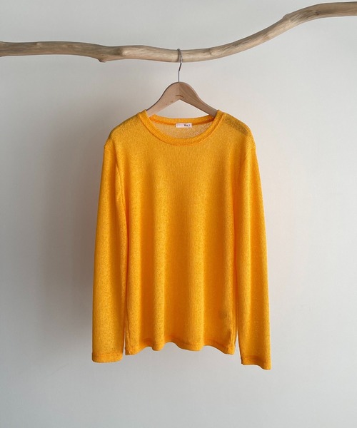 CANAL JEAN(キャナルジーン)の「via j(ヴィアジェイ) リネン混リブロングTシャツ(Tシャツ/カットソー・レディース・パープル/グレー/オレンジ/オートミール・ONE SIZE)」の6枚目の写真