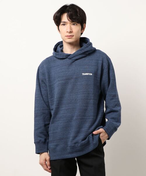 291295=HOMME(ニーキューイチニーキューゴーオム)の「【291295=HOMME 】 サイロ杢スラブ裏毛 パーカー(パーカー・メンズ・ブラック/ネイビー/杢グレー・3/4)」の3枚目の写真