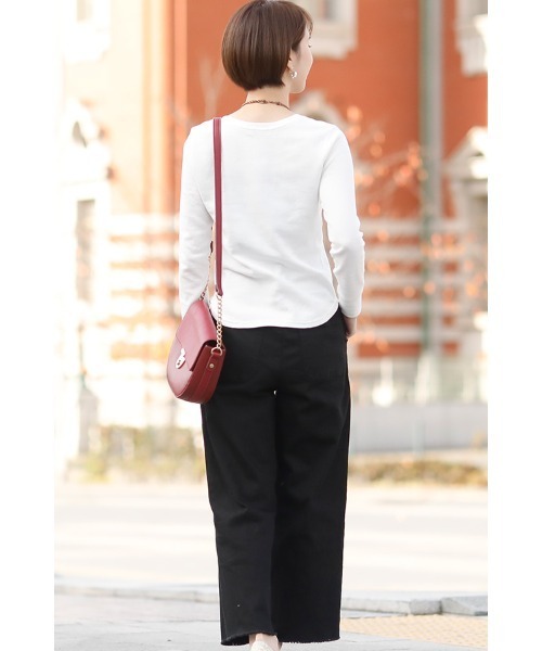 ElegChic（エレグシック）の「カットオフストレッチワイドパンツ（チノパンツ・レディース・ブラック/ベージュ/カーキ・4L/M/XL/L/XXL）」の11枚目の写真