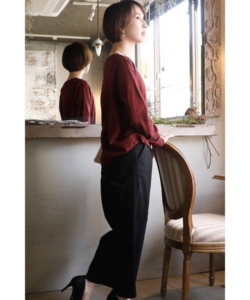 ElegChic（エレグシック）の「カットオフストレッチワイドパンツ（チノパンツ・レディース・ブラック/ベージュ/カーキ・4L/M/XL/L/XXL）」の12枚目の写真