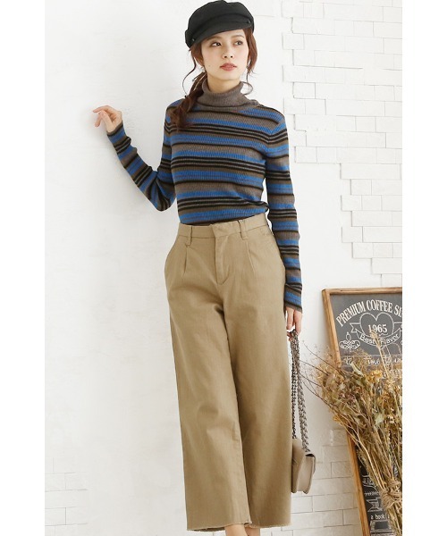 ElegChic（エレグシック）の「カットオフストレッチワイドパンツ（チノパンツ・レディース・ブラック/ベージュ/カーキ・4L/M/XL/L/XXL）」の14枚目の写真