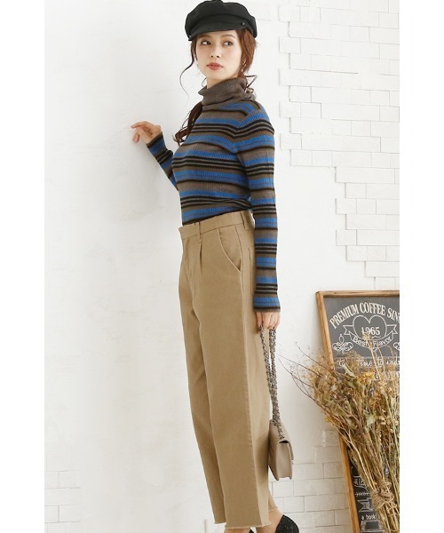 ElegChic（エレグシック）の「カットオフストレッチワイドパンツ（チノパンツ・レディース・ブラック/ベージュ/カーキ・4L/M/XL/L/XXL）」の15枚目の写真