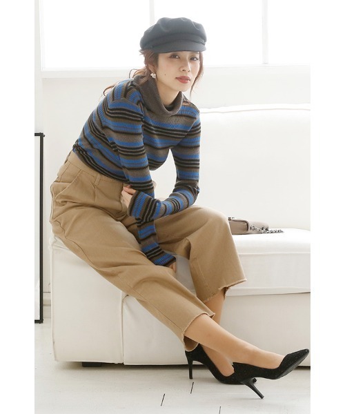 ElegChic（エレグシック）の「カットオフストレッチワイドパンツ（チノパンツ・レディース・ブラック/ベージュ/カーキ・4L/M/XL/L/XXL）」の17枚目の写真