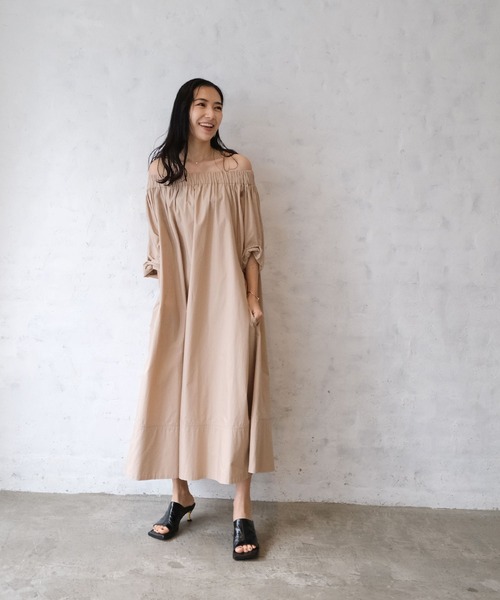 【AKTE】アクテ ホルターネックカットソーワンピース(S)ベージュ 2023 AKTE ワンピース ホルターネックカットソーワンピース