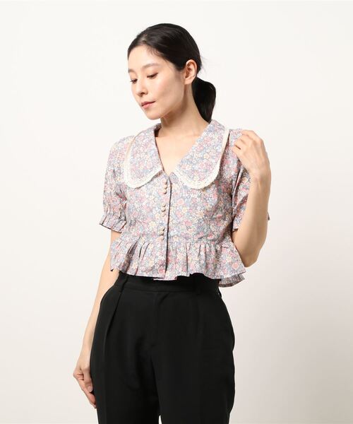 Clice de Paris（クリシェドゥパリス）の「K/レトロ花柄BL（シャツ/ブラウス・レディース・ピンク/ブルー/オフホワイト・ONESIZE）」の7枚目の写真