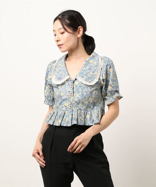 Clice de Paris（クリシェドゥパリス）の「K/レトロ花柄BL（シャツ/ブラウス・レディース・ピンク/ブルー/オフホワイト・ONESIZE）」の8枚目の写真