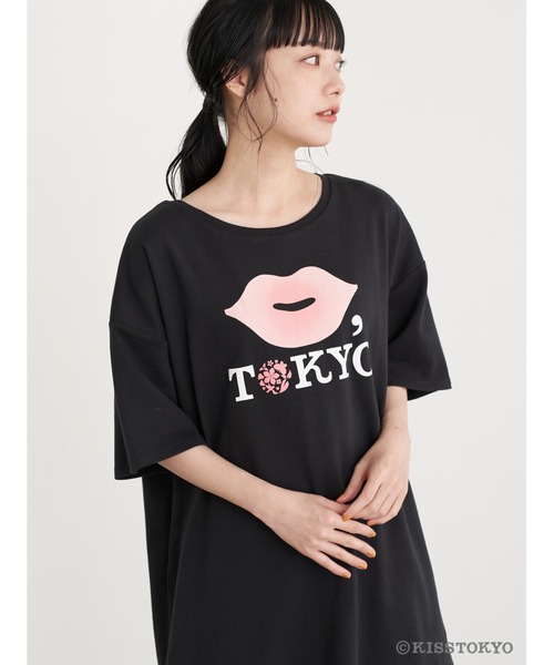 earth music&ecology（アースミュージックアンドエコロジー）の「KISS TOKYO チュニックTシャツ ＊（Tシャツ/カットソー・レディース・ホワイト/ブラック・FREE）」の8枚目の写真