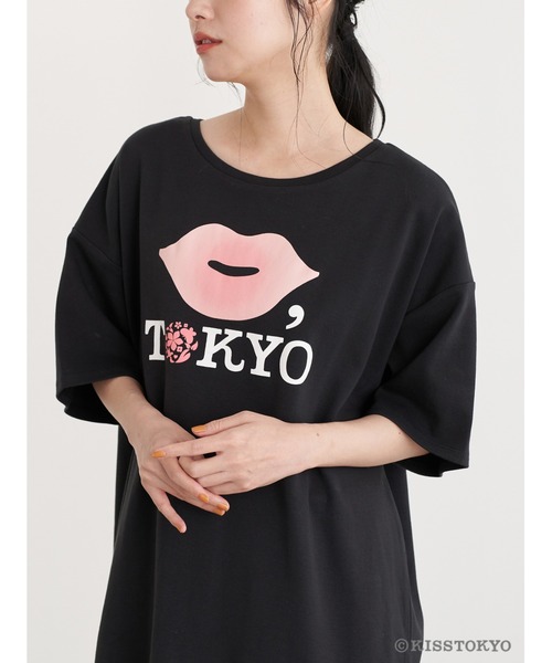 earth music&ecology（アースミュージックアンドエコロジー）の「KISS TOKYO チュニックTシャツ ＊（Tシャツ/カットソー・レディース・ホワイト/ブラック・FREE）」の12枚目の写真