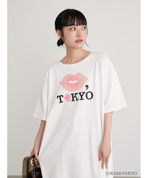 earth music&ecology（アースミュージックアンドエコロジー）の「KISS TOKYO チュニックTシャツ ＊（Tシャツ/カットソー・レディース・ホワイト/ブラック・FREE）」の21枚目の写真
