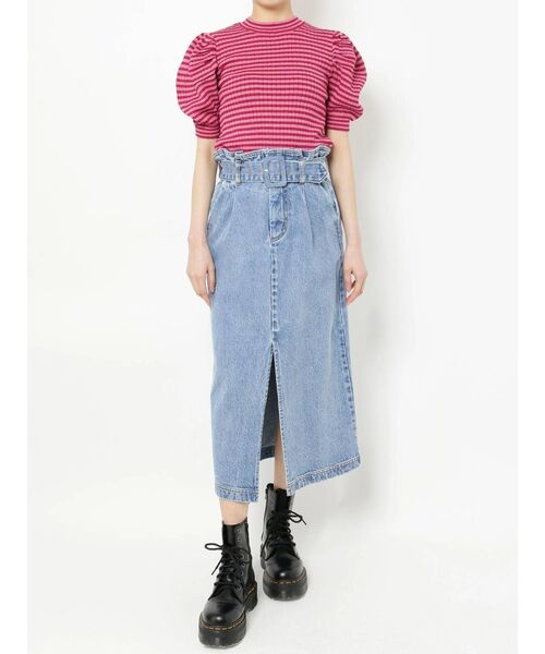 jouetie（ジュエティ）の「カラーステッチスリットスカート（デニムスカート・レディース・ライトブルー/ブラック・MEDIUM）」の10枚目の写真