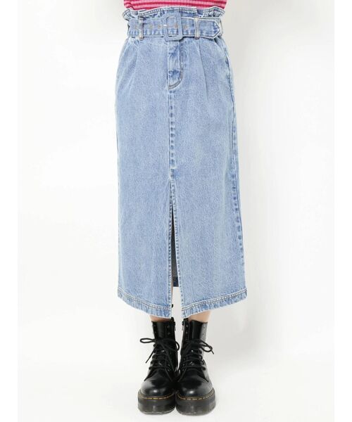 jouetie（ジュエティ）の「カラーステッチスリットスカート（デニムスカート・レディース・ライトブルー/ブラック・MEDIUM）」の12枚目の写真