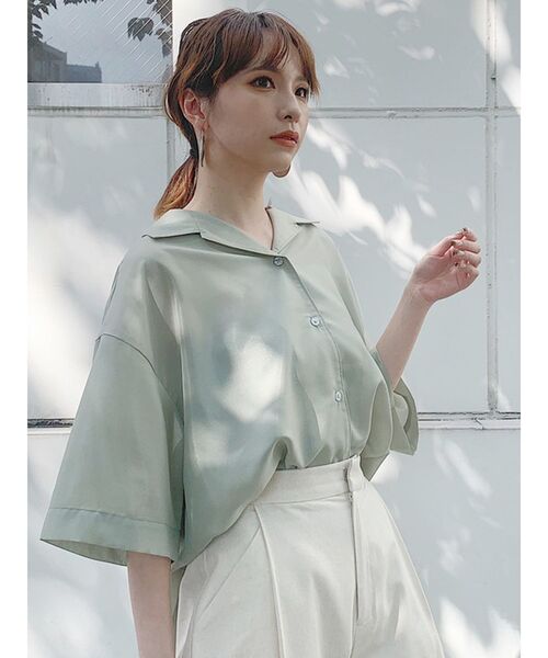 MURUA（ムルーア）の「ハーフスリーブシアーシャツ（シャツ/ブラウス・レディース・ホワイト/イエロー/カーキ/その他1・FREE）」の5枚目の写真