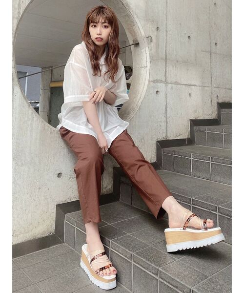 MURUA（ムルーア）の「ハーフスリーブシアーシャツ（シャツ/ブラウス・レディース・ホワイト/イエロー/カーキ/その他1・FREE）」の12枚目の写真