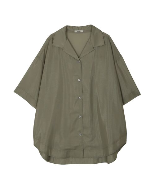 MURUA（ムルーア）の「ハーフスリーブシアーシャツ（シャツ/ブラウス・レディース・ホワイト/イエロー/カーキ/その他1・FREE）」の6枚目の写真