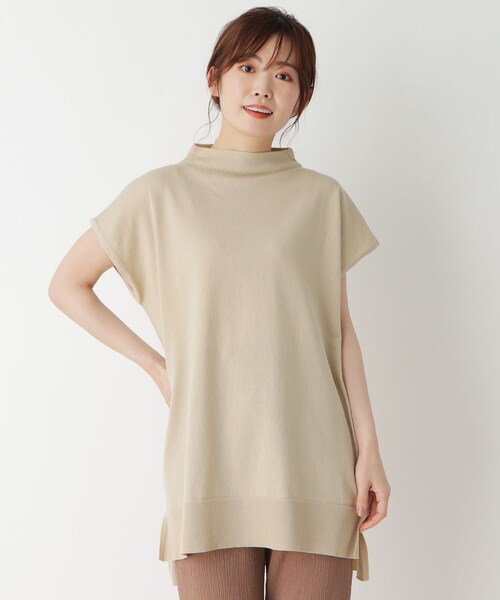 pink adobe（ピンクアドベ）の「◆【M-3L】【洗える】ボトルネックチュニックニット（ニット/セーター・レディース・ライトブルー/ブラック/ライトベージュ/イエロー・40/38/42）」の3枚目の写真