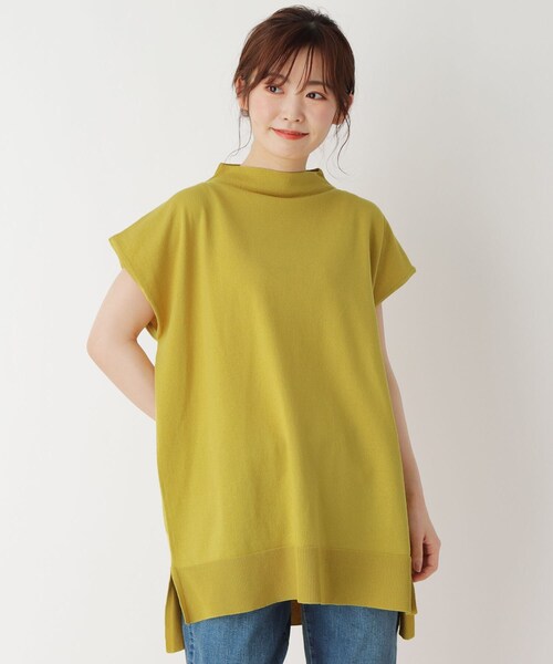 pink adobe（ピンクアドベ）の「◆【M-3L】【洗える】ボトルネックチュニックニット（ニット/セーター・レディース・ライトブルー/ブラック/ライトベージュ/イエロー・40/38/42）」の4枚目の写真