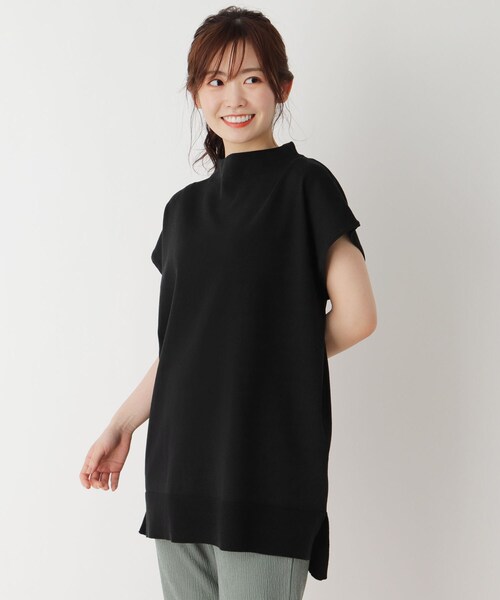 pink adobe（ピンクアドベ）の「◆【M-3L】【洗える】ボトルネックチュニックニット（ニット/セーター・レディース・ライトブルー/ブラック/ライトベージュ/イエロー・40/38/42）」の2枚目の写真