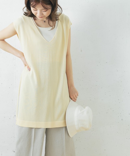 URBAN RESEARCH ROSSO WOMEN(アーバンリサーチ ロッソ)の「チュニックニットベスト(ニット/セーター・レディース・アイボリー/ダークブラウン/ホワイト系その他・FREE)」の5枚目の写真