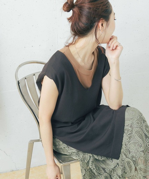 URBAN RESEARCH ROSSO WOMEN(アーバンリサーチ ロッソ)の「チュニックニットベスト(ニット/セーター・レディース・アイボリー/ダークブラウン/ホワイト系その他・FREE)」の12枚目の写真