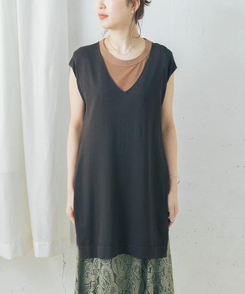 URBAN RESEARCH ROSSO WOMEN(アーバンリサーチ ロッソ)の「チュニックニットベスト(ニット/セーター・レディース・アイボリー/ダークブラウン/ホワイト系その他・FREE)」の16枚目の写真