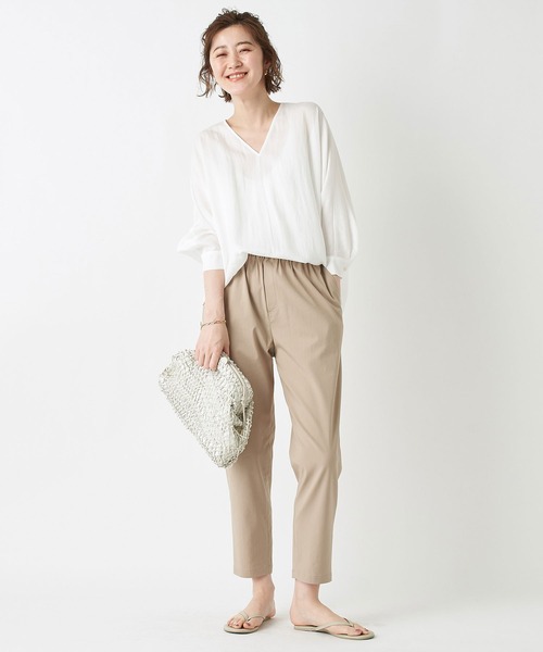 RIVE DROITE（リヴドロワ）の「楽して美脚が叶う　リネンmixストレッチドロストパンツ（その他パンツ・レディース・ベージュ/ピンク/グリーン・36/38）」の7枚目の写真