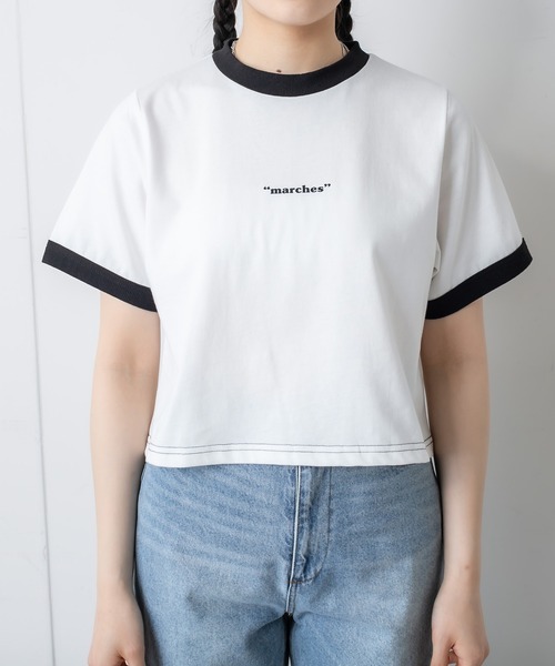 RASVOA（ラスボア）の「ワンポイントロゴリンガーＴシャツ（Tシャツ/カットソー・レディース・ブラック/オフホワイト/ブルー/グリーン・FREE）」の10枚目の写真