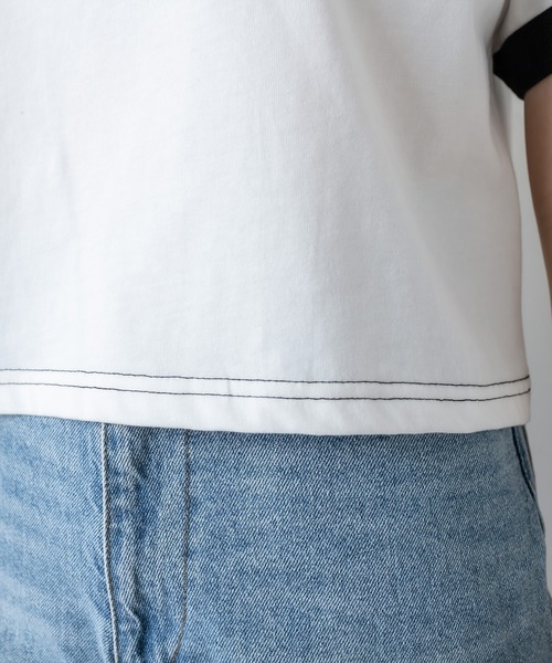 RASVOA（ラスボア）の「ワンポイントロゴリンガーＴシャツ（Tシャツ/カットソー・レディース・ブラック/オフホワイト/ブルー/グリーン・FREE）」の11枚目の写真