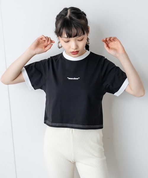 RASVOA（ラスボア）の「ワンポイントロゴリンガーＴシャツ（Tシャツ/カットソー・レディース・ブラック/オフホワイト/ブルー/グリーン・FREE）」の19枚目の写真