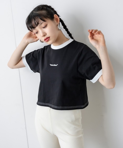 RASVOA（ラスボア）の「ワンポイントロゴリンガーＴシャツ（Tシャツ/カットソー・レディース・ブラック/オフホワイト/ブルー/グリーン・FREE）」の14枚目の写真