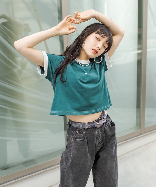 RASVOA（ラスボア）の「ワンポイントロゴリンガーＴシャツ（Tシャツ/カットソー・レディース・ブラック/オフホワイト/ブルー/グリーン・FREE）」の20枚目の写真