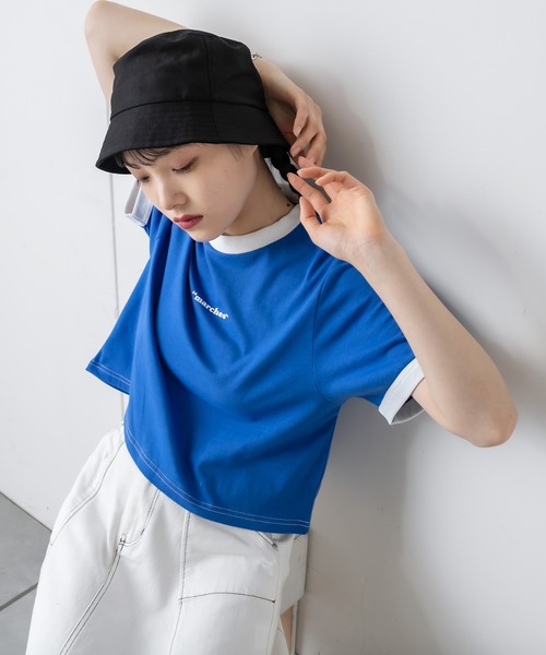 RASVOA（ラスボア）の「ワンポイントロゴリンガーＴシャツ（Tシャツ/カットソー・レディース・ブラック/オフホワイト/ブルー/グリーン・FREE）」の13枚目の写真