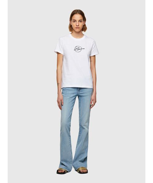 DIESEL（ディーゼル）の「レディース サステナブル Tシャツ トップス カットソ－ ミニマムフィット（Tシャツ/カットソー・レディース・ホワイト/ブラック・MEDIUM/X-SMALL/SMALL/LARGE）」の5枚目の写真