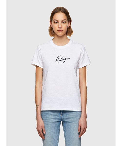 DIESEL（ディーゼル）の「レディース サステナブル Tシャツ トップス カットソ－ ミニマムフィット（Tシャツ/カットソー・レディース・ホワイト/ブラック・MEDIUM/X-SMALL/SMALL/LARGE）」の6枚目の写真