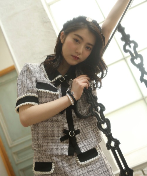 Swankiss TS cotton×tweed O/P ts(s) FW24 Pegtop pants in tweed screen printed cotton