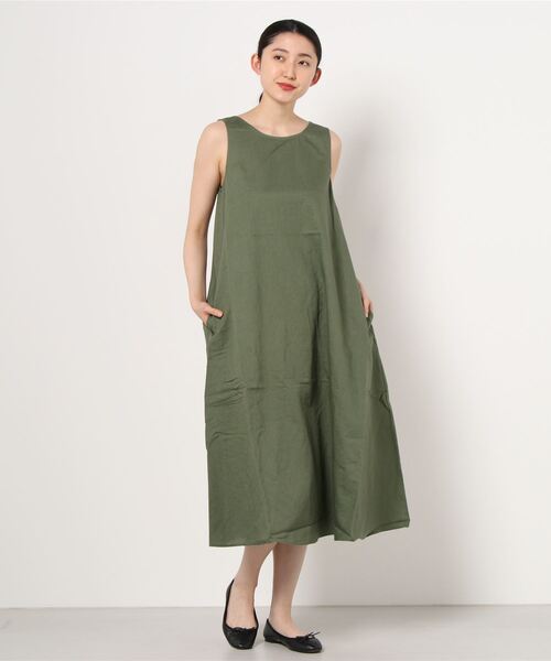 クルーネック クルーネック スリーブレスワンピース ワンピース Gap ギャップ のファッション ワンピース リネンブレンド