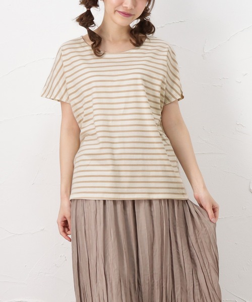 100% ORGANIC COTTON(100パーセントオーガニックコットン)の「ドルマンスリーブ 半袖Tシャツ(Tシャツ/カットソー・レディース・ブラック/カーキ/ホワイト/ベージュ/ブラウン・M/L)」の4枚目の写真