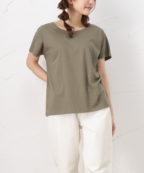 100% ORGANIC COTTON(100パーセントオーガニックコットン)の「ドルマンスリーブ 半袖Tシャツ(Tシャツ/カットソー・レディース・ブラック/カーキ/ホワイト/ベージュ/ブラウン・M/L)」の5枚目の写真