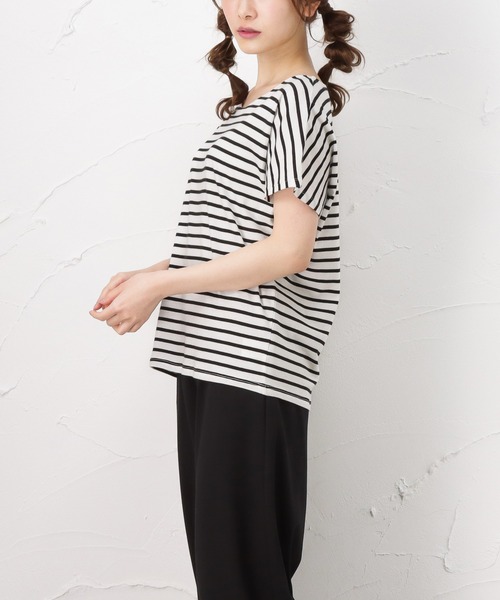 100% ORGANIC COTTON(100パーセントオーガニックコットン)の「ドルマンスリーブ 半袖Tシャツ(Tシャツ/カットソー・レディース・ブラック/カーキ/ホワイト/ベージュ/ブラウン・M/L)」の9枚目の写真
